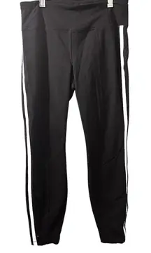 Athleta Black Leggings White Stripe Size Small