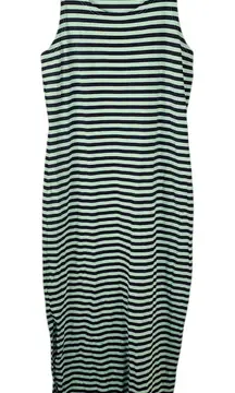 STS Sail To Sable Womens‎ Navy Green Striped Maxi Tank Dress Medium