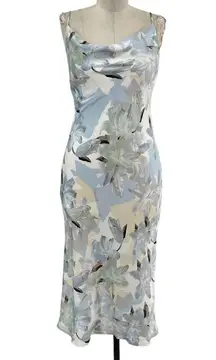 Selfie Leslie Here Comes the Sun Show Me Love Midi Dress Lily Print Blue Size XS