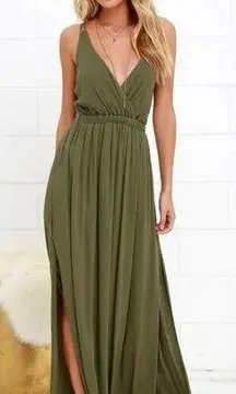 Lulus  Lost in Paradise Olive Green Maxi Dress M