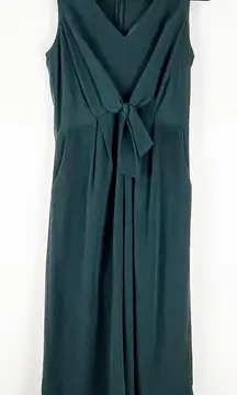 LULUS Emerald Green Knot Front V-Neck Side Pockets Flare Legs Jumpsuit Medium