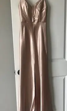 Jenny Yoo Rose Gold/Champagne Metallic Maxi Dress