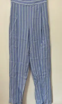 Vince Womens Pants XS‎ NWT $445 Linen Cotton Stripe Blue Pant Pull On High Rise