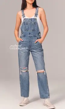 Abercrombie & Fitch Distressed Denim Overalls Medium