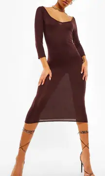 Chocolate Bodycon Midi Dress