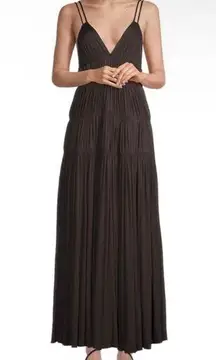 Rebecca Taylor  back bow ruched midi dress in black NWT