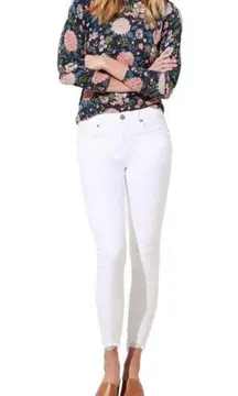 LOFT Skinny Crop Jeans Chewed Hem White 29/8