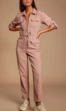 MPD by Mink Pink Dusty‎ Rose Boiler Utility Workwear One Piece Jumpsuit Sz L