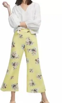 Anthropologie Feather‎ Bone Women's Talese Pants Crop Flare Floral Size 8P