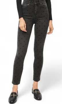 Ulla Johnson Prince Polka Dot Skinny Jeans Gray Women’s Size 2 High Rise Crop