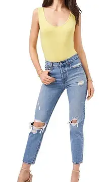 1. State Scoop Neck Knit Bodysuit - Citrus Yellow- Size XS NWT