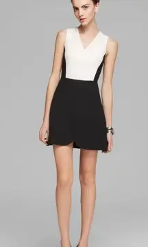 Tibi Rhoans Mod Mini A-Line Shift Ivory White Black Crepe Dress Size 2