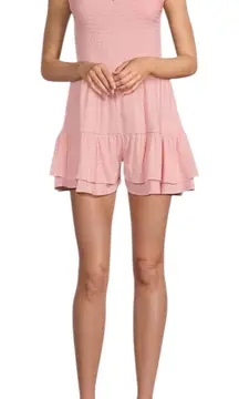 Moa Moa Square Neck Cap Sleeve Smocked A-Line Romper L