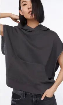 NEW! Frame Denim X Imaan LARGE Zipper Long Short Sleeve BLACK Hoodie Sweatshirt