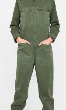 Zara The Worker Overall Jumpsuit Green