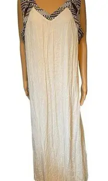 NEW Naif Plus Size White Embroidered Southwestern Western Boho Beach Maxi Dress