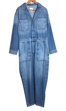 AG Adriano Goldschmied The Raleigh Denim Jumpsuit Size Large Blue Long Sleeve