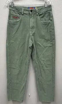 Empyre Tori Corduroy Relax Pants Size 28 Green Wide Baggy Barrell Ankle