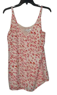 CAbi Tank Top Size Small White Salmon Geometric Pattern Lined‎ Polyester Womens