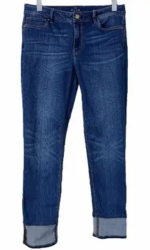WHBM Jeans The Slim Crop Cuffed Classic Mid Rise Dark Wash Women’s Size 10 Long