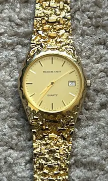 Treasure chest women’s‎ vintage gold tone textured bracelet watch one size