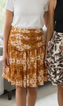 Lot Of 2 Anthropologie LET ME BE & GUAPA Boho Short Tiered Skirts Medium NWT