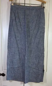 Laura Ashley‎ Linen Maxi Skirt Womens USA 8 Long Blue Vintage READ FLAWS