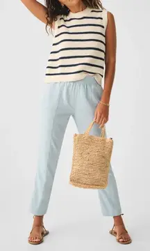 Faherty Arlie Day Linen Blend Pants in Blue Fog Size Small Gently Used