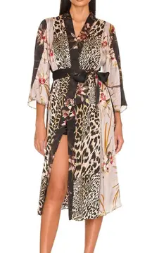 Allsaints Elsa Kuroyuri Kimono In Black‎ Size US 8 Floral Leopard Print