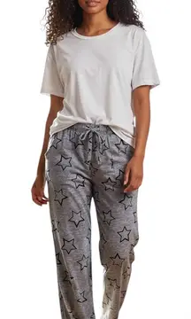 Lucky Brand Women's Small Heather Blue w/Stars Pull On Pajama Bottoms Drawstring