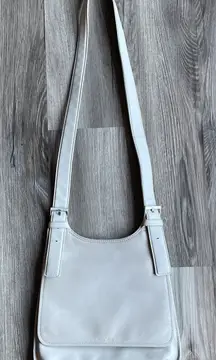 Vintage Nine West Leather Crossbody Bag‎ Purse Ivory Cream Smooth Pebbled Flat