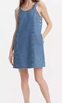 Levi's Aly Denim Jean Sleeveless Blue Mini Jumper Dress Size XS Oversized EUC