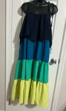 Time and Tru Women's Sleeveless Curve Hem Henley Midi Dress