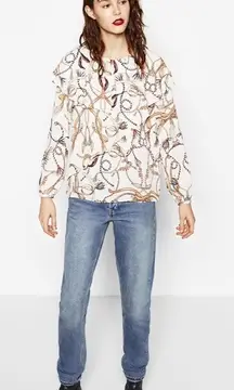 ✨DOUBLE FRILL CHAIN PRINT TOP✨