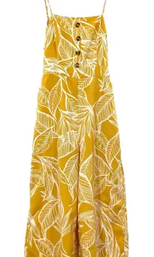 Favlux Mustard Yellow Tropical Print Wide Leg Cropped Jumpsuit