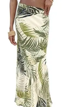 ZARA NWT High Waisted Tropical Flare Midi/ Maxi Skirt Size Large Zip Closure