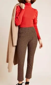 Anthropologie Essential Slim Stretch‎ Trouser Geometric Print Ankle Pants Size 0