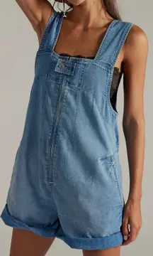 NWT Free People We The Free Jude Shortalls - light Indigo Blue - Small