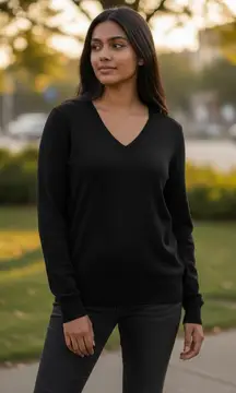 Katherine Barclay Extra Fine Marino Wool Sweater, Black Medium NWT