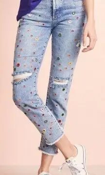 AO.LA  Alice + Olivia Whimsical Grommet Jean Sz 28 Indie High Rise MSRP $495.00