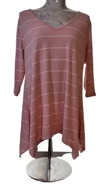 JUST‎ Be Women’s Striped Tunic Top Pink White Size 1X