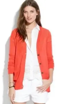 Madewell Summerweight Cardigan Sweater #A6540 XS Pocketed Button Up Coral Light
