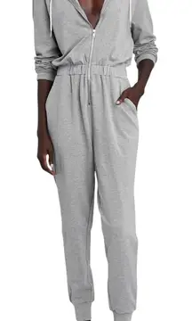 NWT WeWoreWhat Heather Grey Zip Front Leisure Suit Jumpsuit Hoodie Size S