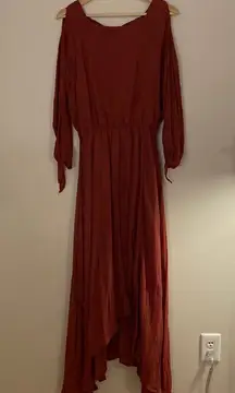 Joyfolie Dress Mauve Pink High Low Long Sleeve Ruffle Cut Out Maxi Size Medium