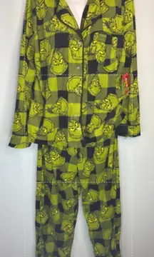 Dr. Seuss The Grinch Plaid‎ Christmas 2 piece Pajama Set Women's Medium NWT