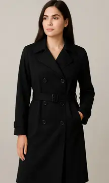 🖤 Liz Claiborne Black Trench Coat – Petite 14