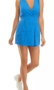 Lost + Wander Women's Sleeveless Double Breasted Blue Romper Jumpsuit Size‎ L