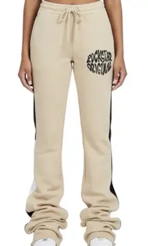  Rockstar Original Beige Stacked Track Pants Women’s Medium Streetwear Joggers 