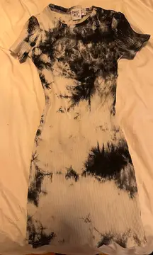 Tie Dye Bodycon Dress Black/ White