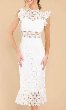 White Crotchet Midi Dress